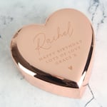 Personalised Message Rose Gold Heart Trinket Box Birthday Valentine's Day Gifts