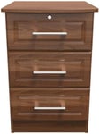 Gina Walnut Effect 3 Drawer Bedside Cabinet with Lock