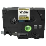 vhbw 1x Ruban compatible avec Brother PT P900W, P910BT, P910BT, P750W imprimante d'étiquettes 5m x 12mm Noir sur Or premium, laminée