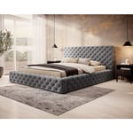 Christiana - lit coffre - 180x200 - sommier inclus - en velours - gris foncé