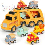 Weinsamkeit Jouet Garage Voiture pour Enfants, 5 en 1 Jouet Camion avec Sons et Lumières, Bus Jouet Jeux Enfants Garcon 3 4 5 Ans, Éducatifs Cadeau pour Garçons Filles