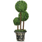 Relax4life - Arbre Artificiel 91 cm avec 3 Boules, Pot Inclus, Feuilles Persistantes, Arbre Décoration pour Véranda, Salon