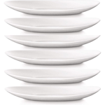 BORMIOLI ROCCO ‘Prometeo’ White Dinner Plates (Set of 6) – Stylish Oval Shape -