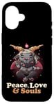 Coque pour iPhone 16 Paix Love Souls Démon Chèvre Pentagramme Satanique Mignon Baphomet