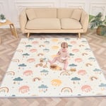 Tapis de Jeu pour Enfant Bebe 180x200x1,5cm pour Sol XXL en Mousse Epais Pliable Reversible -pour éveil Motricité Favorisant Le Développement Sensoriel Cadeau