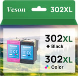 302XL Remanufacturées Cartouches d'encre Remplacement pour HP 302XL pour DeskJet 3639 3630 3632, Envy 4520 4525 4527, OfficeJet 3831 3833 3830