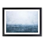 Big Box Art Ocean Rain in Cambodia Painting Framed Wall Art Picture Print Ready to Hang, Black A2 (62 x 45 cm)