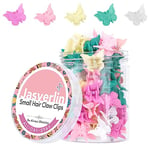 JASVERLIN Butterfly Hair Clips Colorful, Girls Cute Mini Small Hair Claw Clips, Y2K 90s Kids Hair Accessories Women Butterflies Clip Rave Festival 50 pcs 5 Colors (Baby Color)