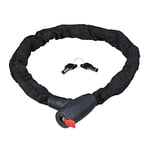 Relaxdays Secure Bicycle Chain Lock, Motorbike Security Lock, Safe, Sturdy, Outdoor, Bike Lock, 100 cm Long, Black with 2 Keys