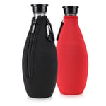 Cooler Sleeves for SodaStream Bottles - Set of 2, Black Red