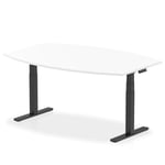 High Gloss 1800mm Writable Boardroom Table White Top Black Height Adjustable Leg