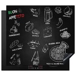 KitchenYeah© Protege Plaque Tapis Pour Induction 57x51 cm Deco Cuisine Protection Vitrocéramique Pour Cuisiniere Italien - Herbes - Épices - Ristorante - Pizza - Spaghetti - Buon Appetito