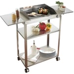 Desserte-barbecue-plancha vitrocéramique 1200W sur roulette