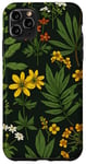 Coque pour iPhone 11 Pro Max Fleurs sauvages botaniques bohème au design vert olive