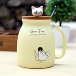 DUKAILIN Espresso Cups 450Ml Ceramic Cat Cup Coffee Milk Tea Cup with Lid and Spoon Breakfast Cup Drink