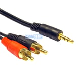 10M 3.5mm STEREO Aux Jack Plug to TWIN RCA PHONO Audio MP3 AMP IPOD Cable GOLD