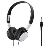 Filaire Pliable 3.5mm HiFi Audio Basse Casque 9D Stéréo Gaming Casque pour Téléphone Tablette PC Professionnel Studio Casque-Blanc