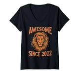 Womens Awesome Since 2012 Birthday Star Sign Zodiac Leo V-Neck T-Shirt