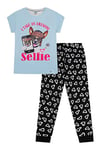 ThePyjamaFactory Girl's Awesome Selfie Animal Dog Mobile Phone Long Cotton Pyjamas (9-10 Years) White