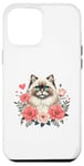 Coque pour iPhone 12 Pro Max Roses Flowers Himalayan Cat