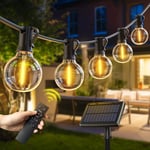 Solaire Guirlande Guinguette Extérieure 19m/61ft 25+2 Ampoules Guirlande Lumineuse Avec 4 Modes Étanche Ip44 Pour Jardin Parasol Terrasse Mariage Pergola-Blanc Chaud