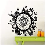 UYEDSR Wall Sticker Circle Yoga Series Special Desinged Wall Stickers Home Rooms Art Decor Vinyl Wall Decals Indian Style Religious Wallpaper 42x42cm