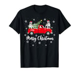 Funny Santa Riding Red Truck American Bulldog Christmas T-Shirt