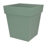 EDA - Pot de Fleur Carré Toscane 50 cm - Volume 87 L - 49,5 x 49,5 x H.52,5 cm - Vert Laurier