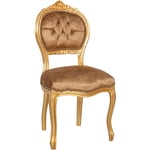 Chaise en bois Fauteuil français tapissé de style Louis XVI 44x88x42 cm Chaise en hêtre massif Chaise salon Finition dorée