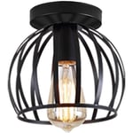 Axhup - Suspension Luminaire Industrielle Cage Métal Noir 20cm Plafonnier Vintage Rétro 1PCS