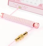 Câble de Clavier Spiralé Custom et Enrouleur de Câble d'aviateur Métal Set - Câble d'aviateur à Tige Fixe + Câble USB C Tressé avec Aviateur en Or 24K pour Clavier de Jeu/Smartphone - Rose(Q1551)