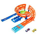 Hot Wheels Circuit looping de l’extrême, Coffret Circuit 2 Voitures à l’échelle 1/64, Facile à Ranger, HTK17