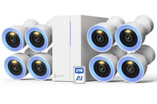 NAPCAT 8CH 4K Kit Video Surveillance, Kit Camera Surveillance avec 2To NVR, Vision Nocturne Couleur, Détection Personne/Véhicule, 8X8MP Caméra PoE Filaire, Imperméable IP67, Audio 2 Voies, N2818