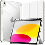 Coque Pour Ipad 10 (10,9 Pouces, Modèle 2022, 10ème Génération) Avec Porte-Stylet, Étui Housse Arrière Transparent Fin Support Antichoc Tablette (Blanc)