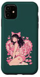 Coque pour iPhone 11 Anime Cat Girl Manga Hearts Kawaii Cute Holiday Valentines