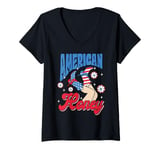 Womens American Honey Boots USA Flag 4th Of July Patriotic Cowgirl V-Neck T-Shirt