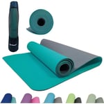 Tapis de Yoga / Fitness - SCHILDKRÖT - Bicolore Anthracite/Bleu Pétrole - 180 x 61 cm - 4 mm d'épaisseur