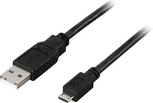 Deltaco USB-A til MicroUSB-kabel  - Svart 5 meter