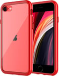 Coque Pour Iphone Se 3/2 (Modèle 2022/2020), Iphone 8 Et Iphone 7, 4,7 Pouces, Anti-Jaunissement Housse De Protection Transparente Anti-Chocs Et Anti-Rayures (Rouge)