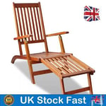 Wooden Deck Chair Sun Foldable Lounger Recliner Chair Outdoor Garden Patio