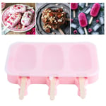 Ice Cream Mold, Home-Made Cute-Pattern Ice Cream Mould DIY Silicone Mold Ice Maker Molds with Lid Stick for Toddlers(3 Oval Mold + 50 Sticks)