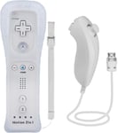 2en1 Manette De Wii Avec Manette Nunchuck,Contrôleur De Wii Télécommande Controller De Wii Remote Motion Plus Intégré Avec Contrôleur Nunchuk Étui En Silicone Dragonne Pour Wii