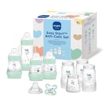 MAM Easy Start Self Sterilising Anti Colic Starter Set, Newborn Bottle Set and Soother, Newborn Essentials, Pastel Green, Sold in Foreign Language