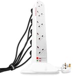 Duronic 10 Way Extension Tower ST10W | 10-Gang Power Strip Lead | Surge & Spike 