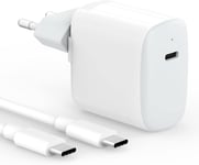 30W Chargeur Usb C Compatible Avec Macbook Air 13 12 Pouces, Ipad Pro 13, 12.9, 11 2024 2023 2022 2021 2020 2019 M4 M2 M1, Ipad Air 5 4, Mini 6, Iphone 15, Google Pixel 8 7 Pro, Câble Usb-C [X2910]