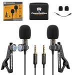 Professional Grade 2 Lavalier Lapel Microphones Set for Dual Interview - Double Lav Microphone - Perfect as Blogging Vlogging Interview Microphone for iPhone