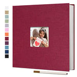 Vienrose Grand Album Photo Adhésif Scrapbooking 40 Pages Lin Relié livre photo DIY Longueur 33 x Largeur 32 cm avec un Stylo Métallique