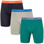 INNERSY Calecon Long Homme Sport Boxer Anti Frottement sous-vêtements Ultra Doux Shorty Lot de 3 (S, Bleu Foncé/Bleu-Vert/Gris)