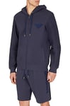 Emporio Armani Men's Textured Terry Jacket with Hood, Navy Blue, XXL