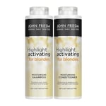 John Frieda Sheer Blonde Highlight Activating Moisturising Shampoo and Moisturising Conditioner Duo Value Bundle for Naturaland Colour - Treated Blonde Hair, 2 x 500 ml